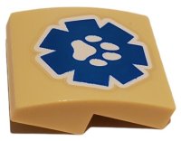 LEGO part Pente, Courbe 2 x 2 x 2/3 avec Empreinte de Patte Blanche sur Motif Logo Sauvetage Faune Bleu 15068pb362