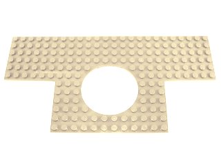 LEGO part Plate, Modified 12 x 24 with 6 x 6 Square Cutouts at 2 Corners and 6 x 6 Round Cutout (18601)