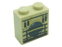 LEGO onderdeel Steen, Gewijzigd 1 x 2 x 1 2/3 met Noppen op Zijkant met Slinger en Hekwerk Patroon (Sticker) - Set 71043 22885pb006