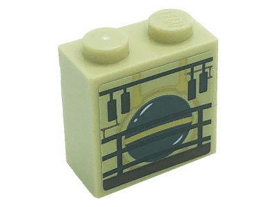 LEGO part Stein, Modificato 1 x 2 x 1 2/3 con Studs sul Lato con Motivo Pendolo e Recinzione (Adesivo) - Set 71043 (22885pb006)