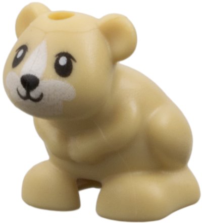 LEGO part Hamster / Mouse, Friends / Elves with Black Eyes, Nose and Mouth and White Muzzle and Blaze Pattern (Harry) (24183pb02)
