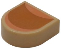LEGO part Tile, Round 1 x 1 Half Circle Extended with Fingernail with Curves, Medium Nougat Nail Bed, Nougat Edge and Lunula Pattern 24246pb060