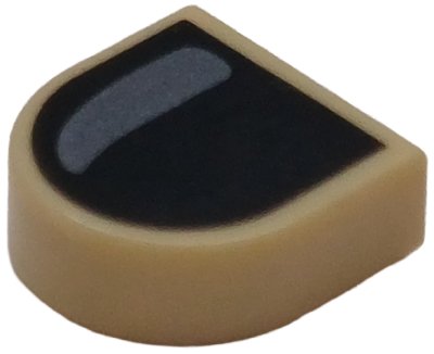 LEGO part Tile, Round 1 x 1 Half Circle Extended with Fingernail with Black Nail Varnish with Silver Curve Glint Pattern (24246pb061)