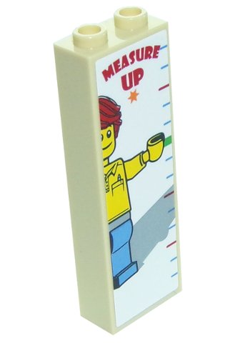LEGO part Brique 1 x 2 x 5 avec motif Opérateur de Manège, Toise et 'MEASURE UP' (Autocollant) - Ensemble 10261 (2454pb130)