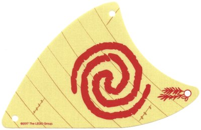 LEGO onderdeel Doekzeil Driehoekig met Rood Spiraal Swirl Patroon, 3 Gaten, Groot (Moana) (28895)