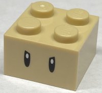 LEGO part Brick 2 x 2 with Black Angry Eyes with White Pupils Pattern (Super Mario Poison Mushroom) 3003pb131