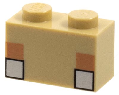 LEGO part Brick 1 x 2 with Pixelated Minecraft White Eyes Pattern (3004pb226)