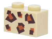 LEGO onderdeel Steen 1 x 2 met Donker Bruin en Donker Oranje Dierenhuid Patroon 3004pb270
