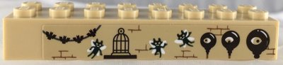 LEGO part Stein 2 x 8 mit Fledermäusen, Steinen, Käfig und Pixies Muster (Aufkleber) - Set 71043 (3007pb16)