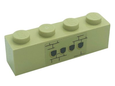 LEGO part Steen 1 x 4 with Shields and Bricks Pattern (Sticker) - Set 71043 (3010pb320)