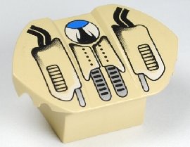 LEGO part Stein, Modifié 2 x 2 Sans Tenons, Incliné avec Ailes Évasées et Motif Duster (30600pb03)