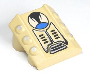 LEGO part Stein, Modifié 2 x 2 Sans Tenons, Incliné avec 6 Pistons Latéraux Surélevés et Motif Duster (30603pb18)