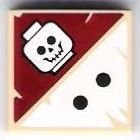 LEGO part Tile 2 x 2 with 2 Black Dots and Skull Pattern (3068pb0418)