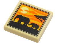 LEGO part Carreau 2 x 2 avec 2 Elephants, Tree and Sunset Pattern 3068pb1644