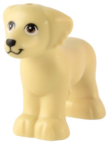 LEGO part Perro, Friends, Pelaje Desaliñado, Orejas y Cola con Ojos Marrón Claro Medio y Patrón de Nariz Negra (Grace) (3168pb01)