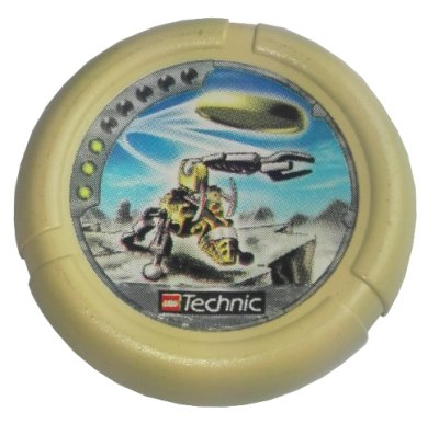 LEGO part Wurfscheibe mit Throwbot Granite / Slizer Rock 3 Punkte, LEGO Technic Logo und Roboter Wurfscheibe Muster (32171pb044)