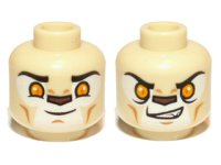 LEGO part Minifigure, Head Dual Sided Alien Chima Lion with Bright Light Orange Eyes and Dark Brown Nose, Closed Mouth / Open Mouth Pattern (Laval) 3626pb0892