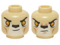 LEGO onderdeel Minifigure, Head Dual Sided Alien Chima Lion with Orange Eyes and Dark Brown Nose, Neutral / Stern Pattern 3626pb1224