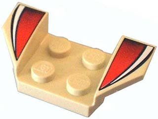 LEGO part Vehicle, Mudguard 2 x 4 with Flared Wings with White Stripe and Red/Black Fade Pattern (41854px3)
