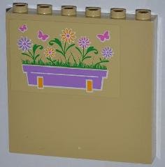 LEGO onderdeel Panel 1 x 6 x 5 with Flower Box and Butterflies Pattern Right (Sticker) - Set 3189 (59349pb052R)