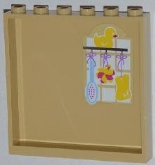 LEGO part Panel 1 x 6 x 5 with Yellow Duck, Brush and Sponges Pattern on Inside (Sticker) - Set 3315 (59349pb059)