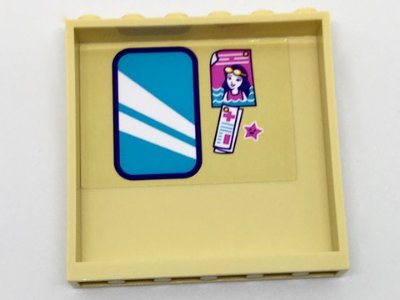 LEGO part Panel 1 x 6 x 5 with Mirror, Picture of Girl, First Aid Paper and Star Pattern on Inside (Sticker) - Set 41313 (59349pb130)