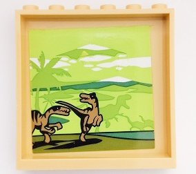 LEGO part Panel 1 x 6 x 5 with Palm Trees and Raptors / Dinosaurs Pattern on Inside (Sticker) - Set 75930 (59349pb266)