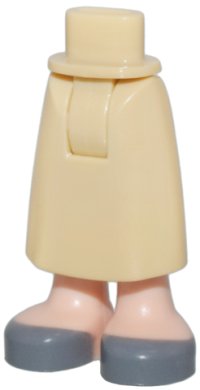 LEGO onderdeel Mini Doll Hips and Skirt Long, Light Nougat Ankles and Dark Bluish Gray Shoes Pattern - Thick Hinge 59595c00pb22