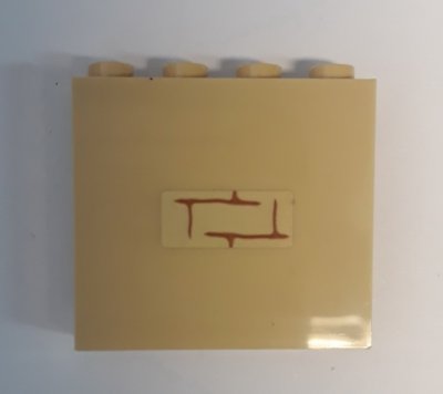 LEGO part Panel 1 x 4 x 3 with Side Supports - Hollow Studs with Brick Wall with Medium Nougat Mortar on Tan Background Pattern (Sticker) - Set 75948 (60581pb128)