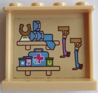 LEGO part Panel 1 x 4 x 3 with Side Supports - Hollow Studs with Horse Medical Supplies and Brushes on Hooks Pattern on Inside (Sticker) - Set 41126 60581pb133