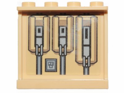LEGO part Panel 1 x 4 x 3 with Side Supports - Hollow Studs with SW The Razor Crest Mechanical Elements Pattern (Sticker) - Set 75292 (60581pb147)