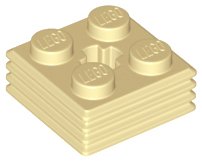 LEGO part Brick, Modified 2 x 2 x 2/3 Ribbed with Axle Hole (71752)