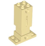 LEGO part Brick, Modified 2 x 2 x 5 with 2 x 4 Plate Base, Spring Unit, and 2 Technic Holes 80432c01