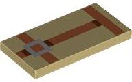 LEGO part Tile 2 x 4 with Pixelated Dark Orange Straps and Silver Buckle Pattern (Minecraft Camel Harness) 87079pb1413