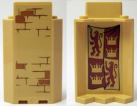 LEGO part Panel 3 x 3 x 6 Corner Wall without Bottom Indentations with Bricks Type 3 Outside and Gryffindor Banner Inside Pattern (Stickers) - Set 75953 87421pb046