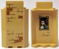 LEGO part Panel 3 x 3 x 6 Corner Wall without Bottom Indentations with Bricks Type 2 Outside and Portrait of Woman and Dog Inside Pattern (Stickers) - Set 75953 87421pb048