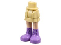 LEGO part Mini Doll Hips and Skirt Layered, Light Nougat Legs and Medium Lavender Boots with Black Laces Pattern - Thick Hinge 92250c00pb24