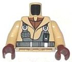 LEGO part Torso SW Naboo Fighter Jacket with Reddish Brown Undershirt and Dark Bluish Gray Harness Pattern / Tan Arms / Reddish Brown Hands (973pb0442c01)