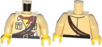 LEGO part Torso Adventurers Desert Safari Shirt, Yellow Neck, Red Bandana, Gun - Brown Straps Front and Reverse Pattern / Tan Arms / Yellow Hands 973pb1724c01