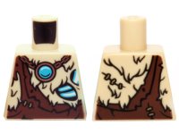 LEGO part Torso Fur with Ragged Brown Top and Blue Chi Pattern 973pb1733