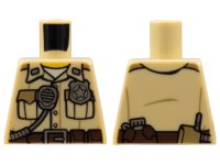 LEGO onderdeel Torso Police Shirt with Pockets, Silver Radio and Badge, Brown Belt with Canteen and Phone Pattern 973pb1904