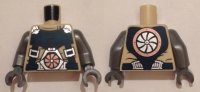 LEGO part Torso Dark Blue Harness with Silver Buckles, Copper Turbine on Front, Silver Turbine on Back Pattern / Flat Silver Arms / Dark Bluish Gray Hands 973pb2008c01