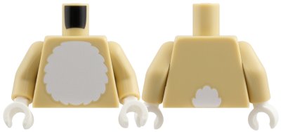 LEGO part Torso White Round Fur Belly, Cotton Tail on Back Pattern / Tan Arms / White Hands (973pb6455c01)