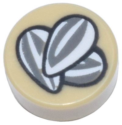 LEGO part Tile, Round 1 x 1 with Dark Bluish Gray and White Sunflower Seeds Pattern (98138pb398)