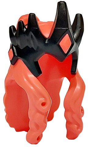 LEGO part Minifigure, Hair Long Wavy with Bun with Molded Black Crown, Band and Wings Pattern (105039pb01)