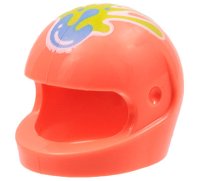 LEGO part Minifigure, Headgear Helmet Motorcycle (Standard) with Medium Blue and Lime Paint Splotches with White Outline Pattern 2446pb45