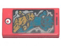LEGO part Tile 1 x 2 with Cell Phone / Smartphone with Bright Light Orange and Dark Azure Ghosts Pattern 3069pb0791
