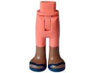 LEGO part Mini Doll Hips and Trousers with Back Pockets with Molded Medium Brown Lower Legs / Boots and Printed Dark Blue Sandals Pattern - Thin Hinge 67072c00pb015
