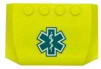 LEGO part Wedge 4 x 6 x 2/3 Triple Curved with Dark Turquoise EMT Star of Life Pattern 52031pb191