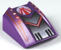 LEGO onderdeel Schuin, Gebogen 2 x 2 Lip met Rode Chevron en Zwart Vervagen Patroon (Warrior) 30602pb013